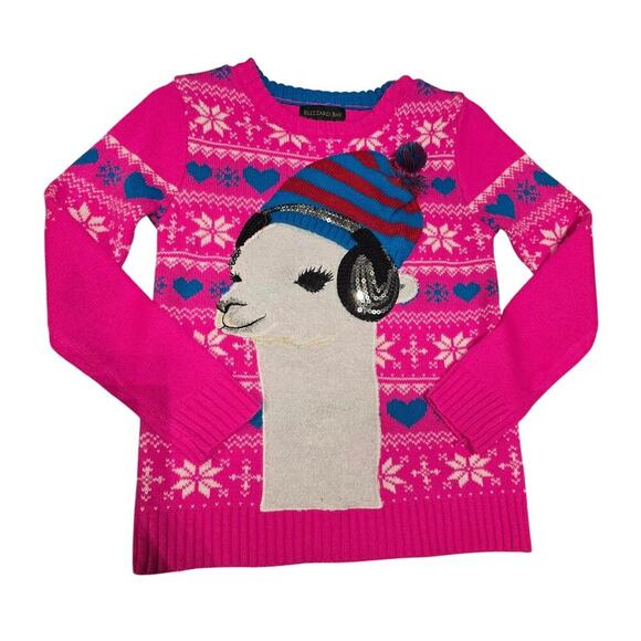 Blizzard Bay Other - Girls Youth Llama Pink Long Sleeve Knit Sweater Size L 14